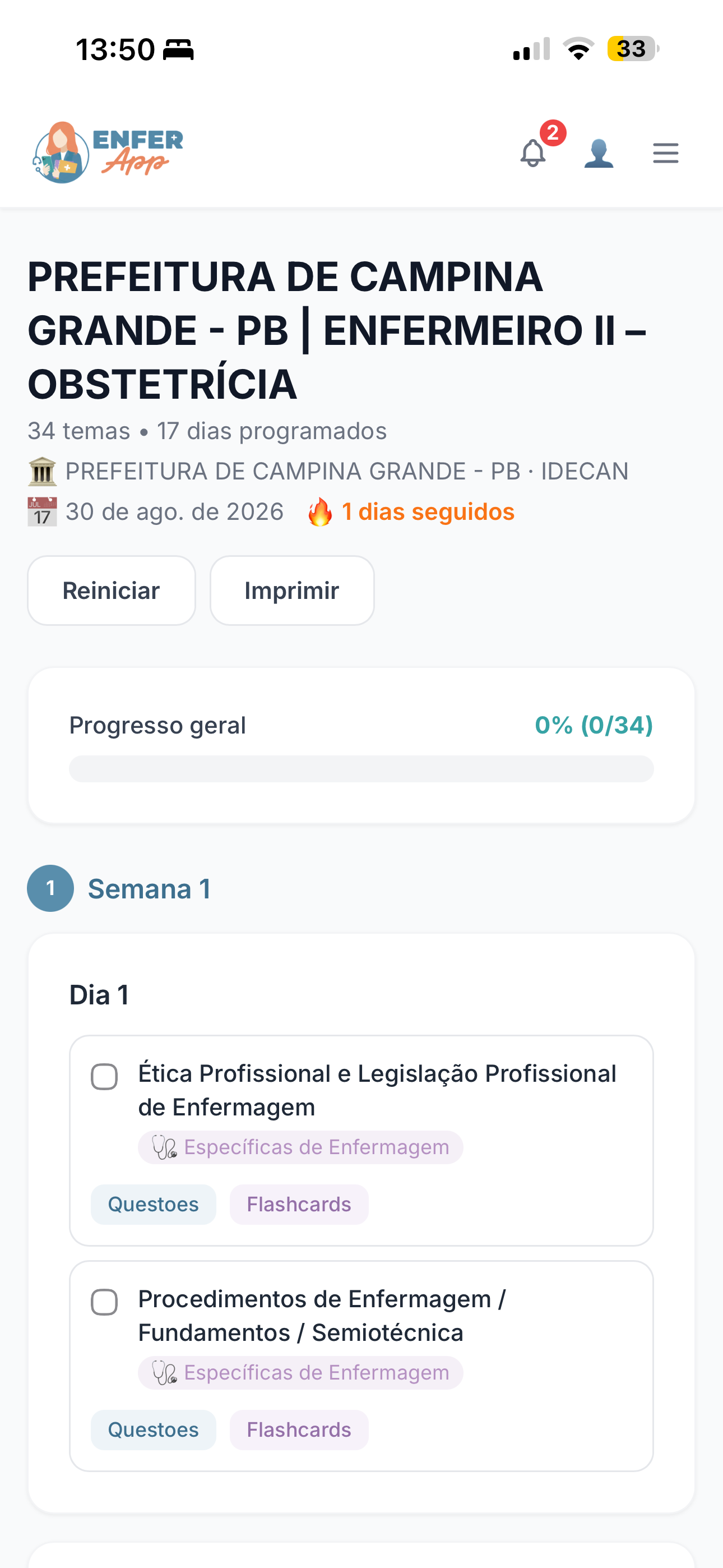 Plano de Estudos
